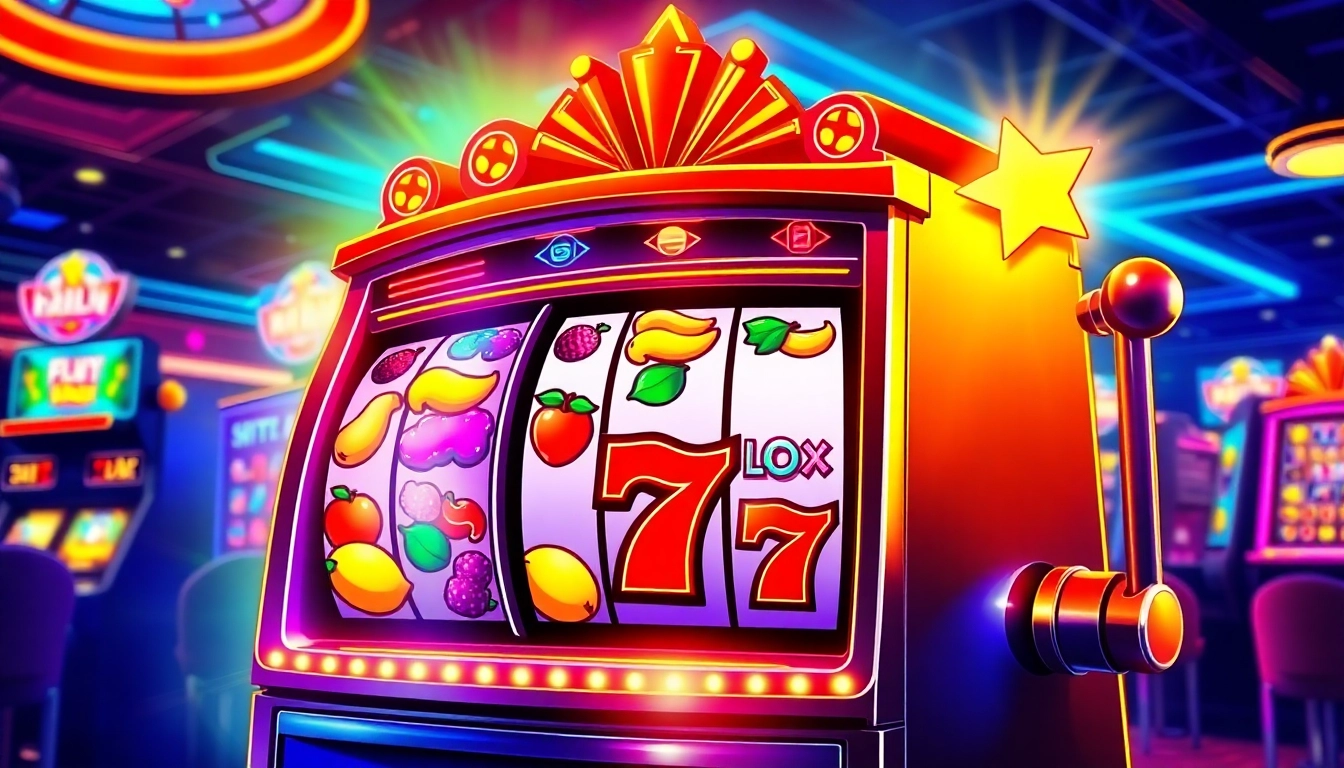 Engaging slot machine displaying เกมสล็อต symbols and vibrant colors, showcasing casino entertainment.