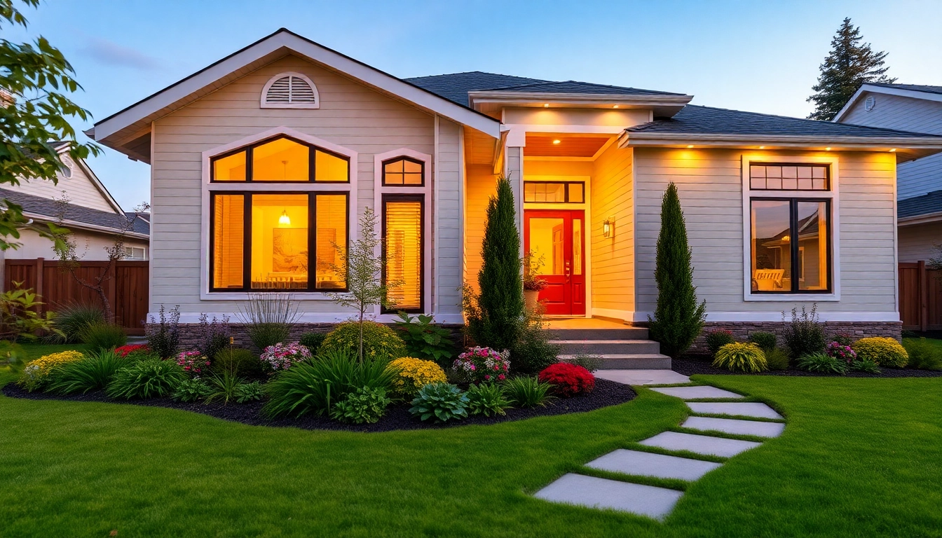 Transform your home with stunning exterior renovations, featuring vibrant landscaping and a bright facade.