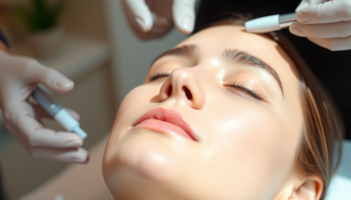 Experience rejuvenating Faltenbehandlung Zürich with a serene woman receiving facial treatment.