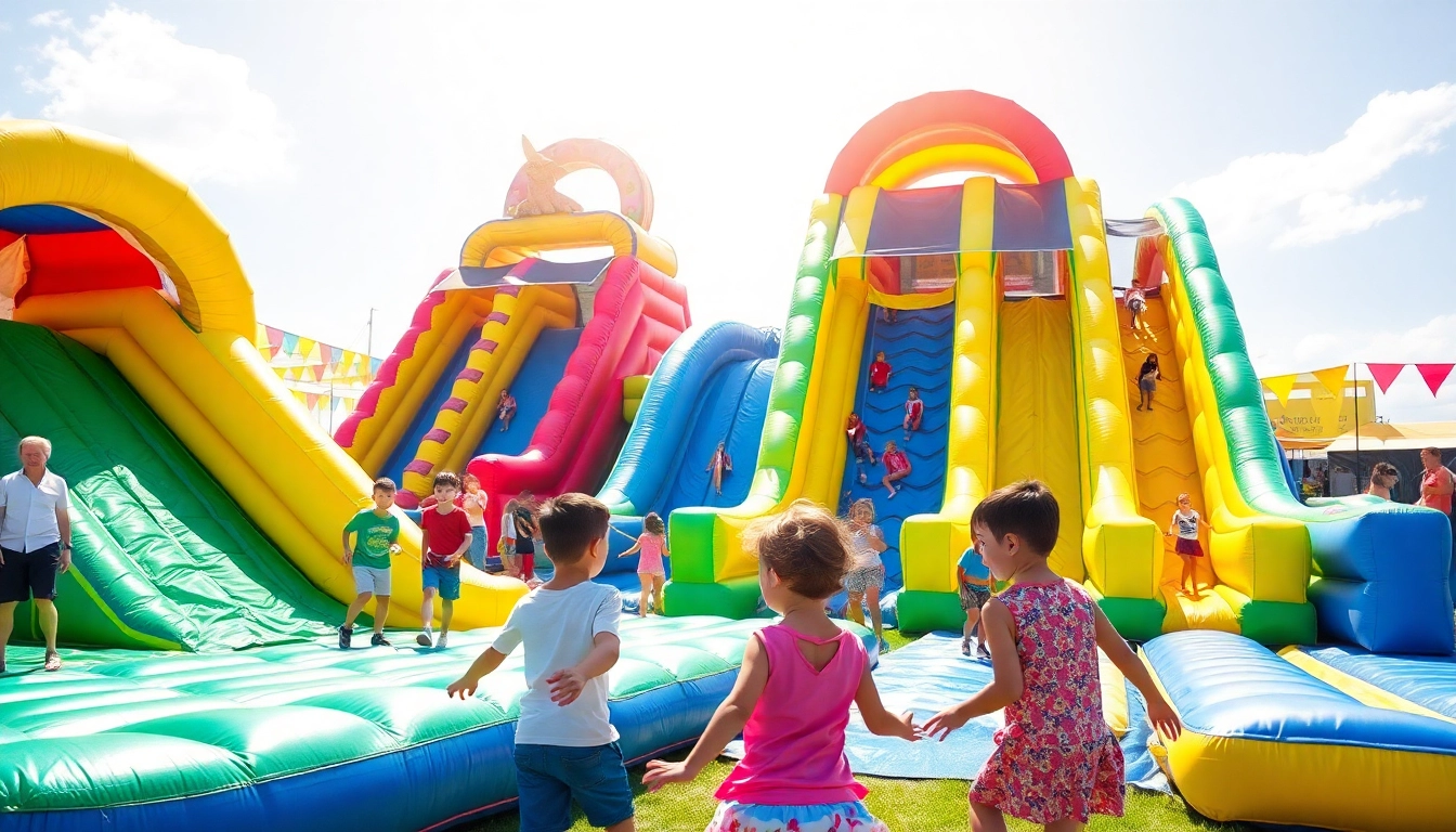 Exciting slide rental options for outdoor events with children enjoying vibrant inflatable slides.