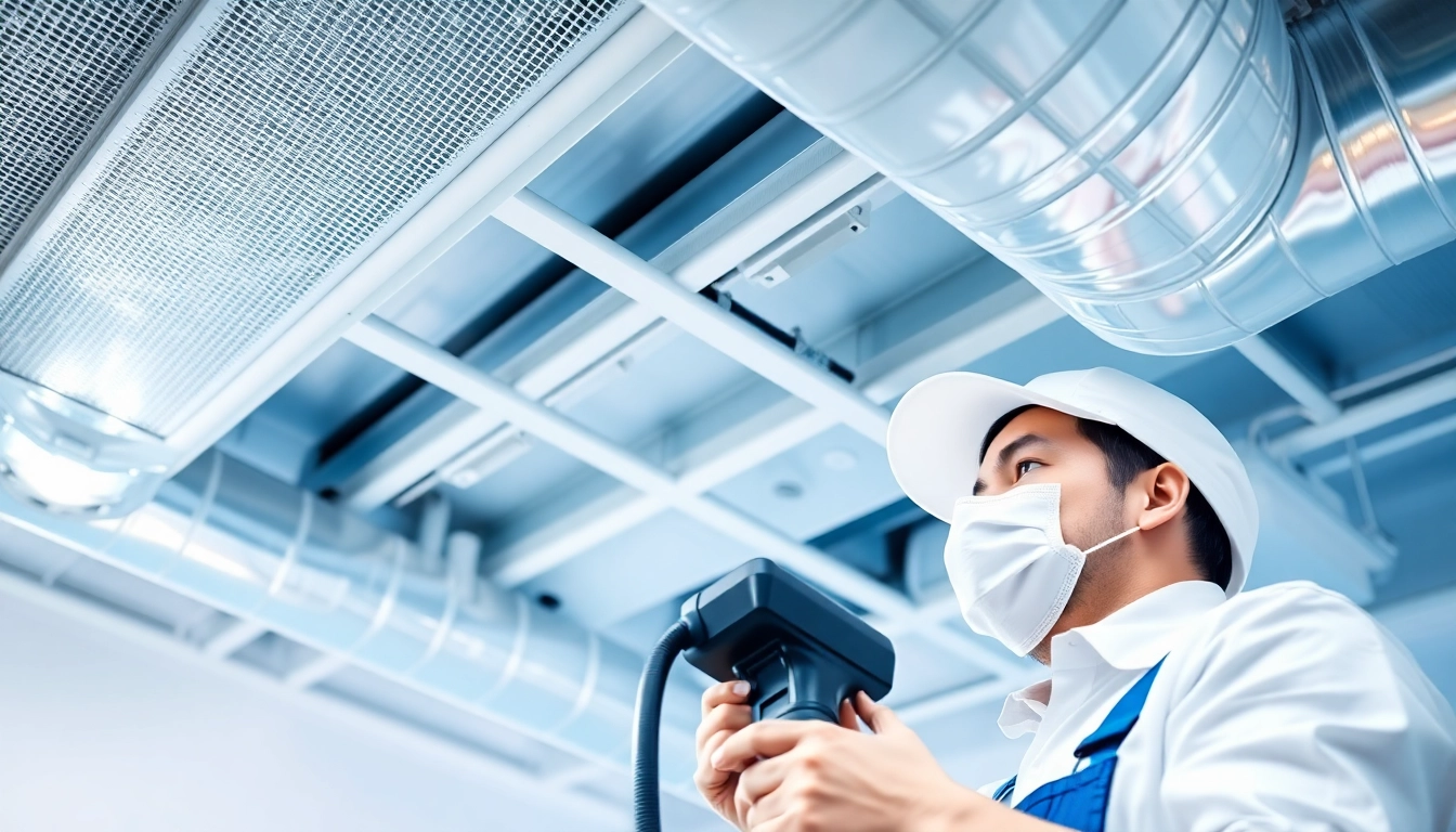 Engaged technician performing air duct cleaning in Salt Lake City, Utah, showcasing a spotless ventilation system.