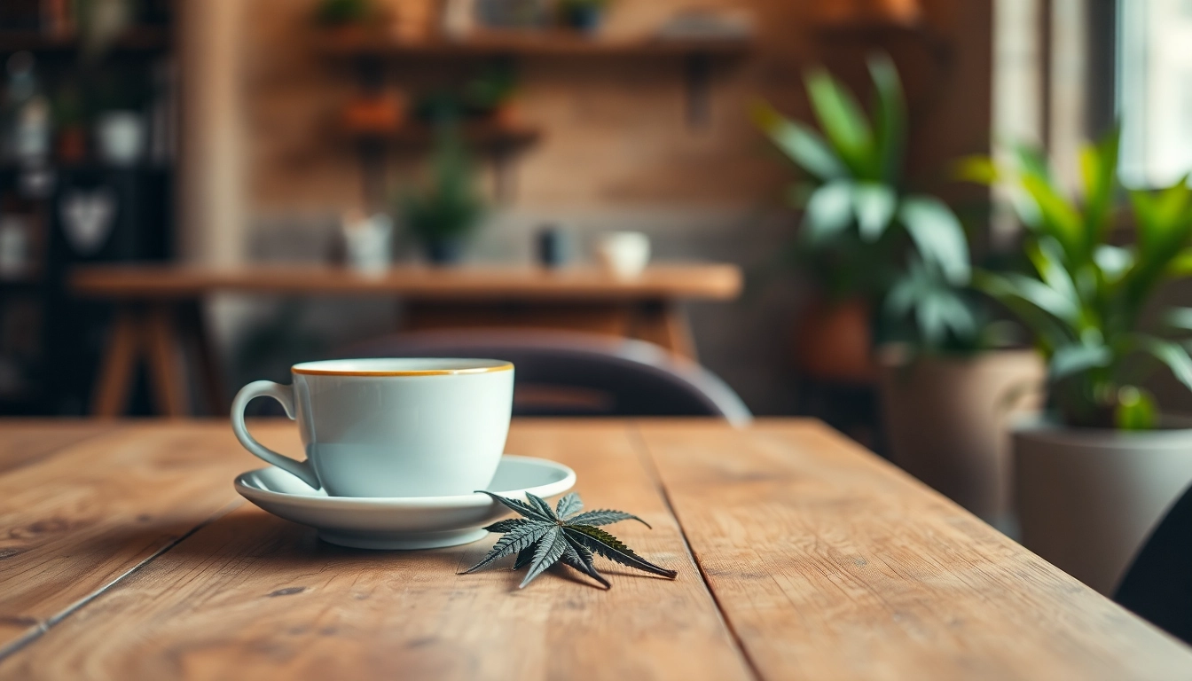 Experience CBD Tobacco alongside a calming cup of tea in a cozy café setting.