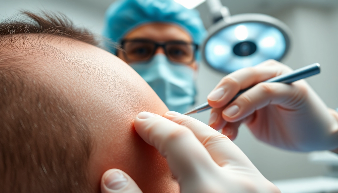 Surgeon performing a hair transplant, expertly placing grafts for natural results.