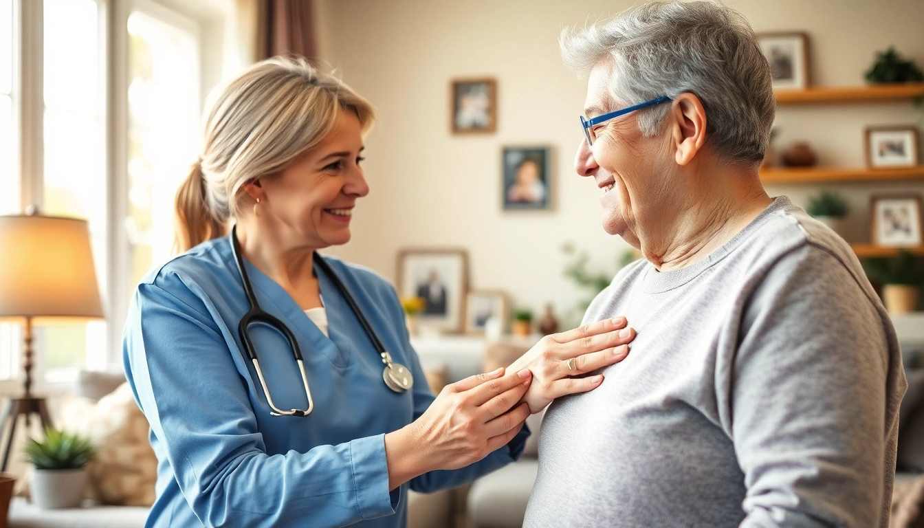 Austin senior home care professional nurturing a senior in a cozy, warm home environment.