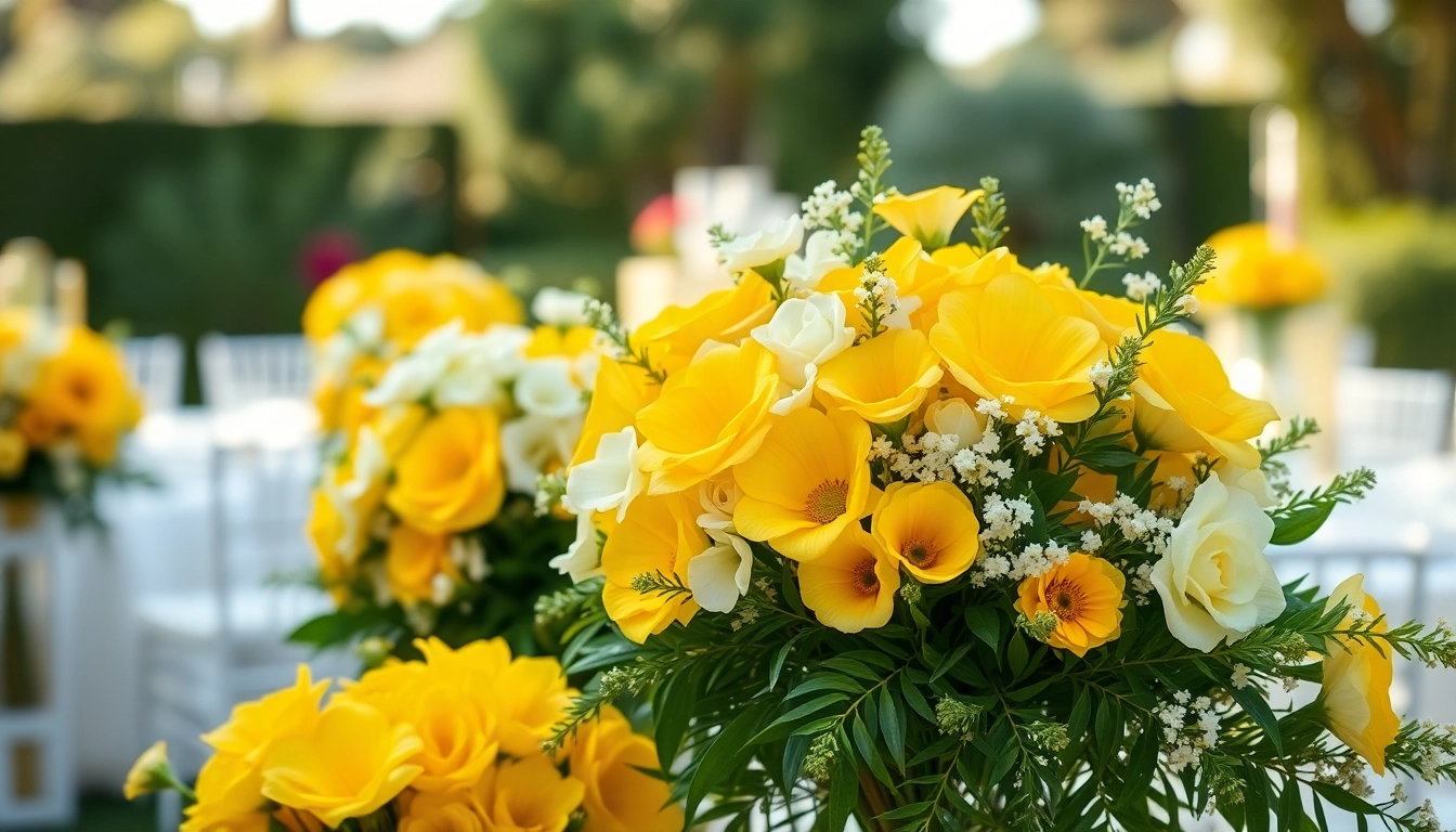 Vibrant Orange County event flowers showcased in elegant arrangements for a garden celebration.