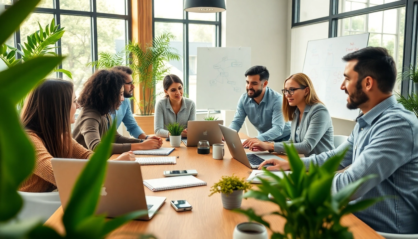 Collaborative team meeting at a startup recruitment agency brainstorming innovative hiring solutions.