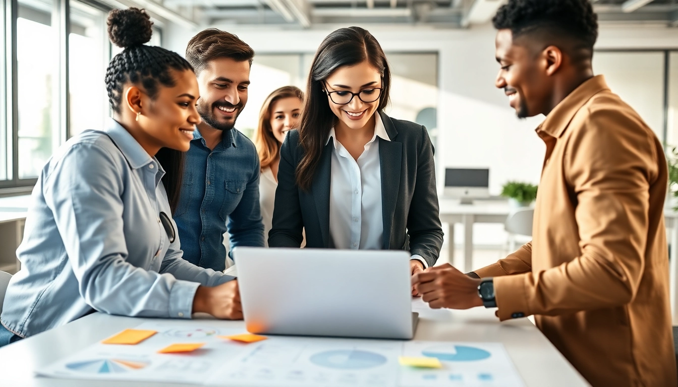 Amazon growth partner team discussing strategies in a modern office environment.