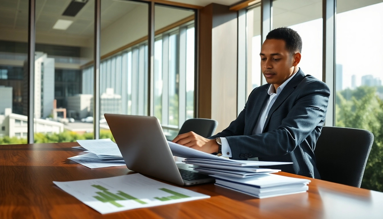 Environmental Health & Safety (EHS) Consultant engaged in assessments in a modern office