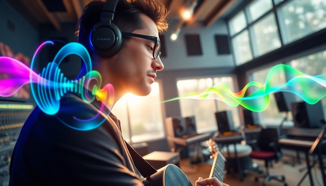 Innovation in music creation showcased by a passionate musician in a vibrant studio setting.