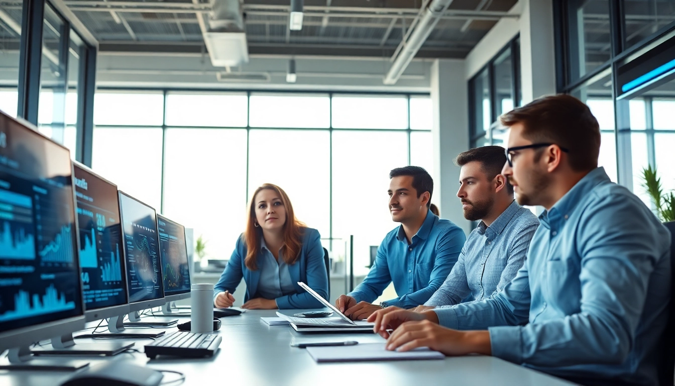Enhancing edmonton it support with a collaborative business team in a modern tech office.