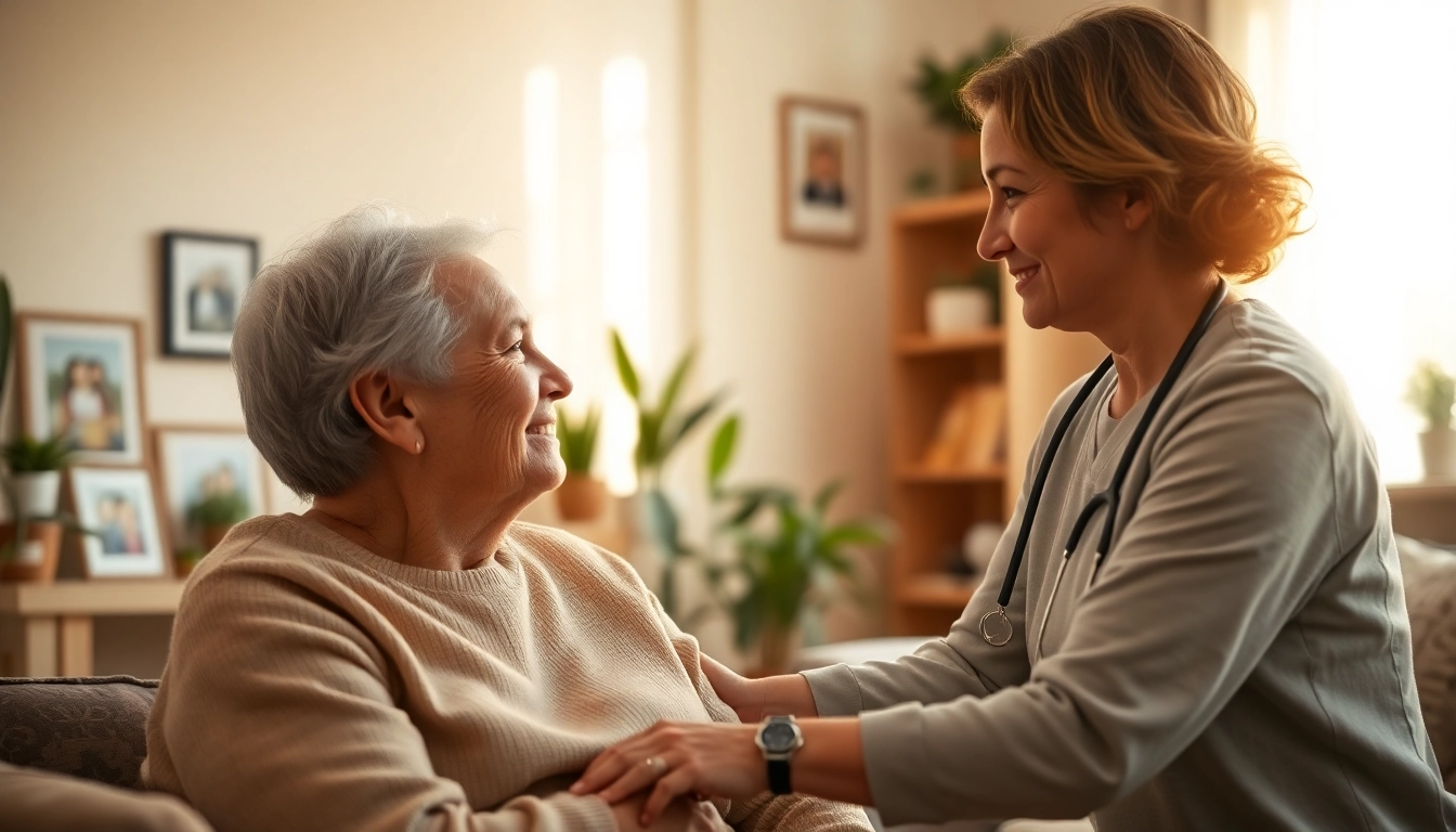 Supportive interaction in austin senior home care show warmth and compassion between caregiver and senior.