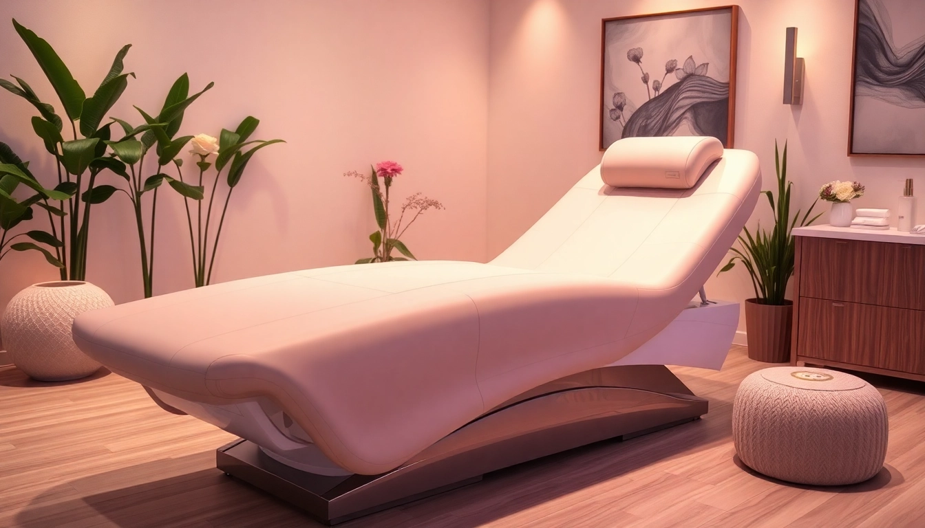Entspannte Behandlung auf einer liege für Kosmetik in einem modernen Spa-Erlebnis.