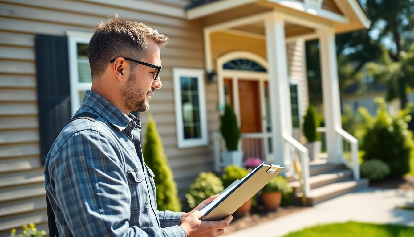 Exterior remodel expert evaluating a beautifully renovated home's facade with vibrant siding and windows.