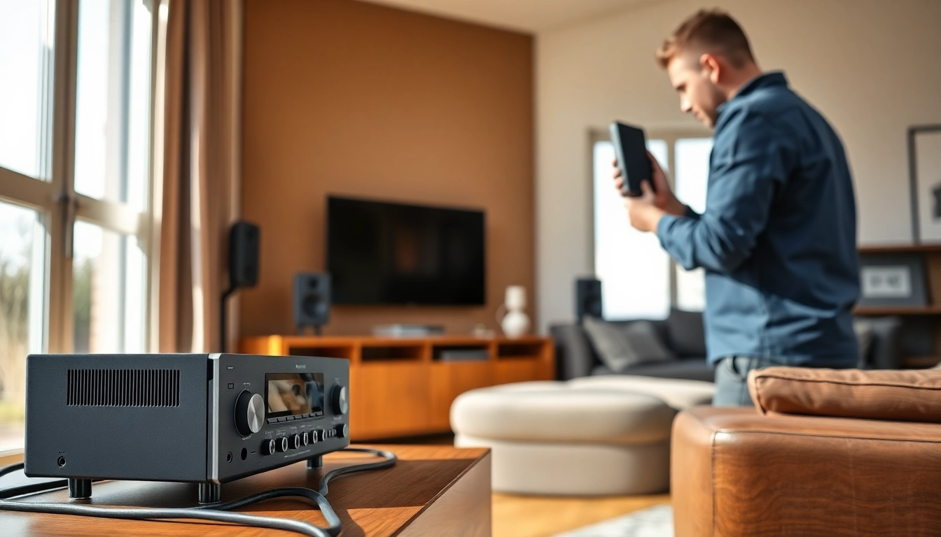 Enhance your space with expert home audio installation near me, showcasing sleek audio equipment and installation services.