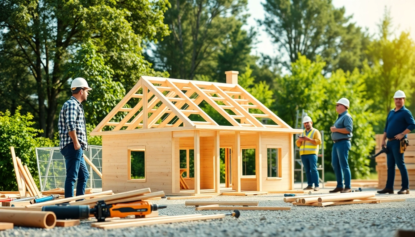 Custom home builders near me collaborating on a vibrant construction site, showcasing expert craftsmanship.