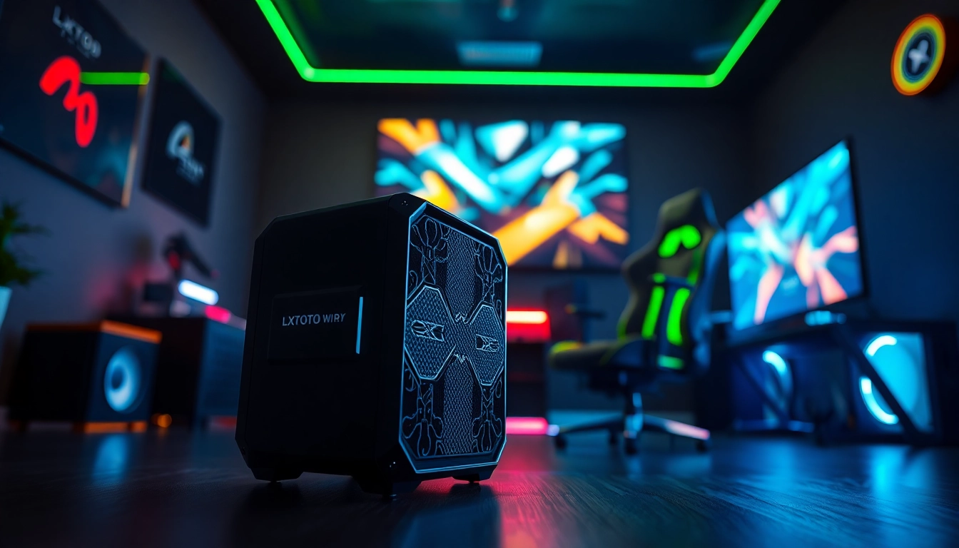 LXTOTO perangkat gaming modern dengan pencahayaan LED yang menciptakan suasana energik.