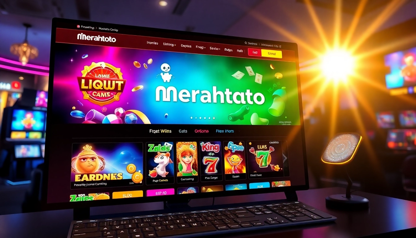 Menampilkan antarmuka game slot dari merahtoto dengan grafis interaktif yang menarik.