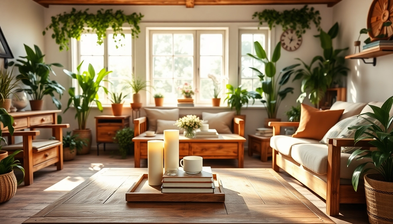 Charming farmhouse home decor design with vintage furniture and natural lighting.