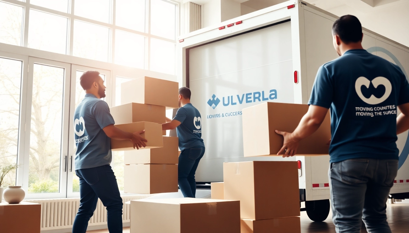 Efficient Queens movers loading boxes with care in a bright, professional environment.