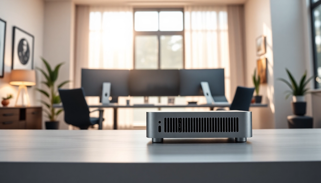 Buy MacStudio Ultra showcased beautifully in a sleek, modern office setting.