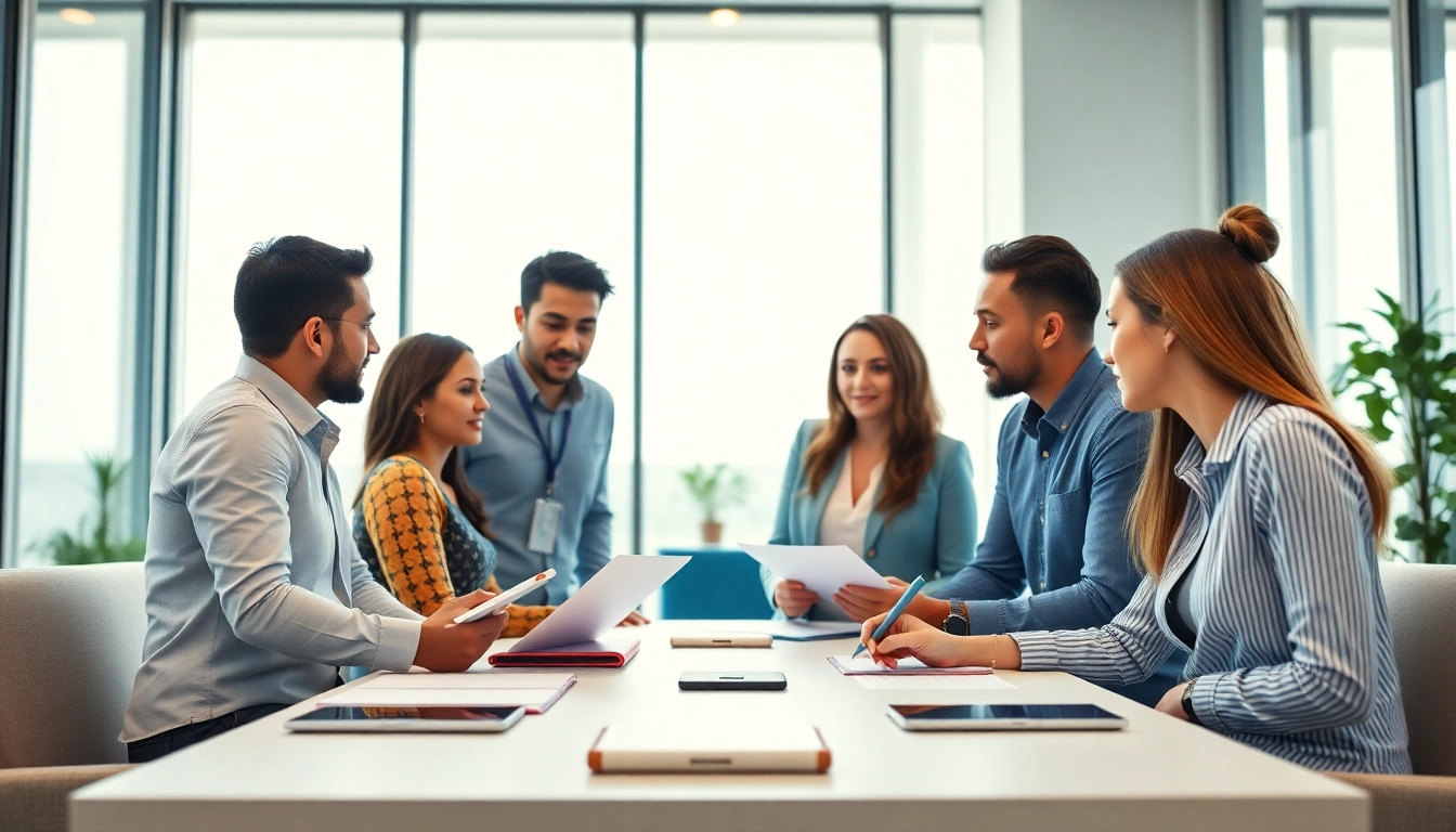 Enhancing digital marketing Edmonton strategies with a professional team in an engaging office.