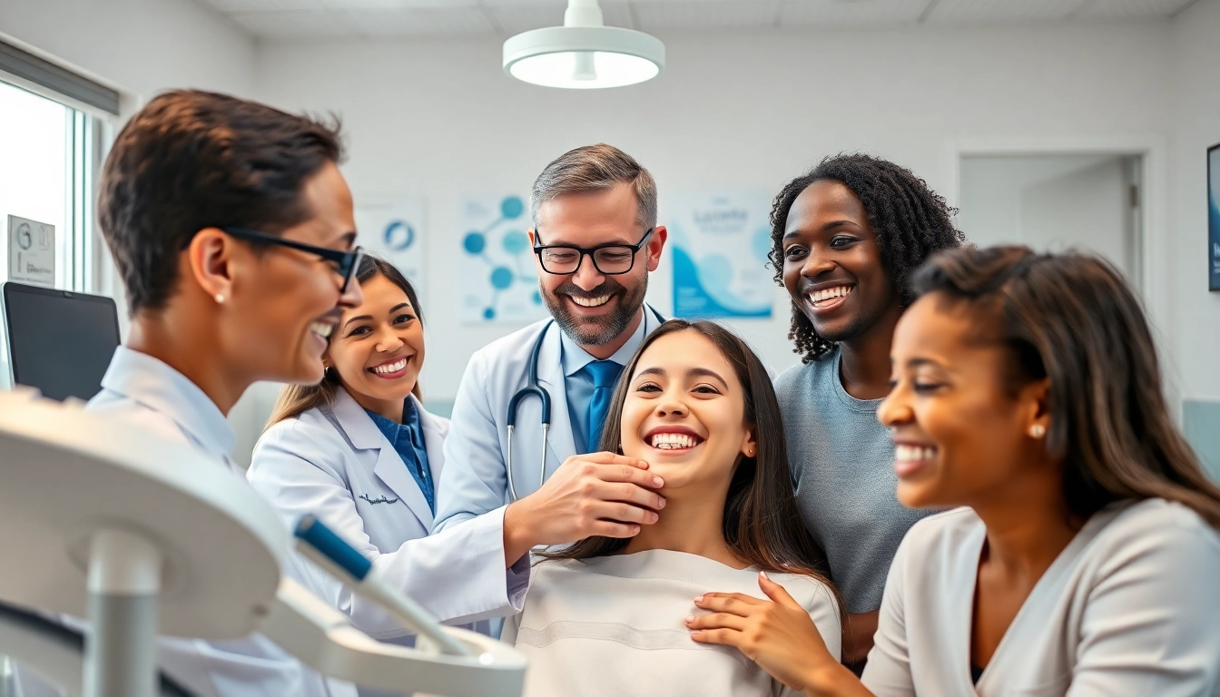 Orthodontic near me: Professional orthodontist engaging with patients in a modern clinic.