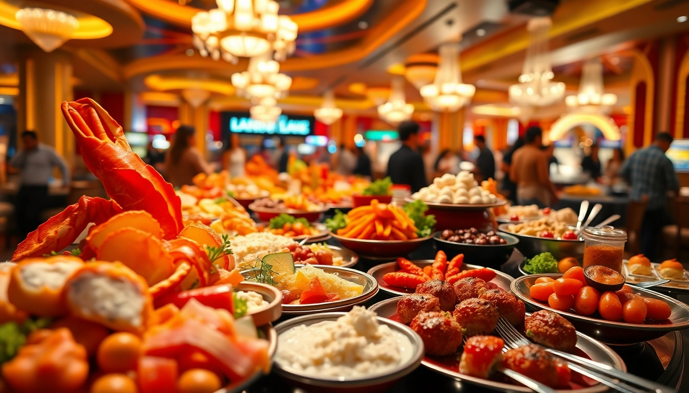 Buffets in Vegas featuring a lavish spread of gourmet dishes in an elegant setting.