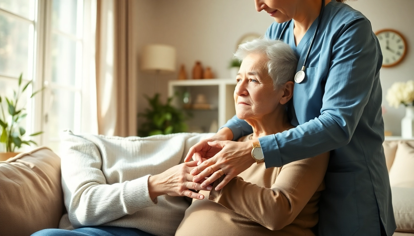 Caregiver providing compassionate austin senior home care in a warm home environment.