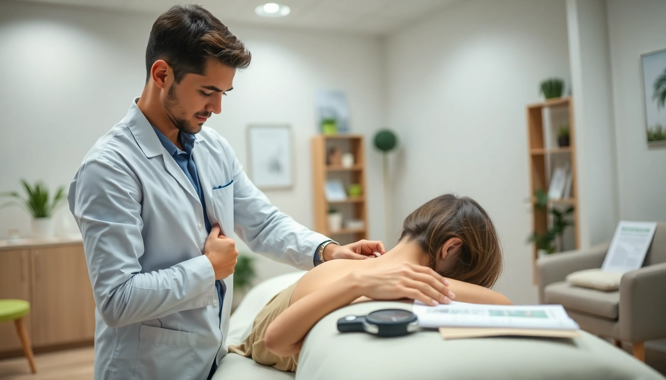 Chiropractor near me providing a soothing adjustment in a serene clinic environment.