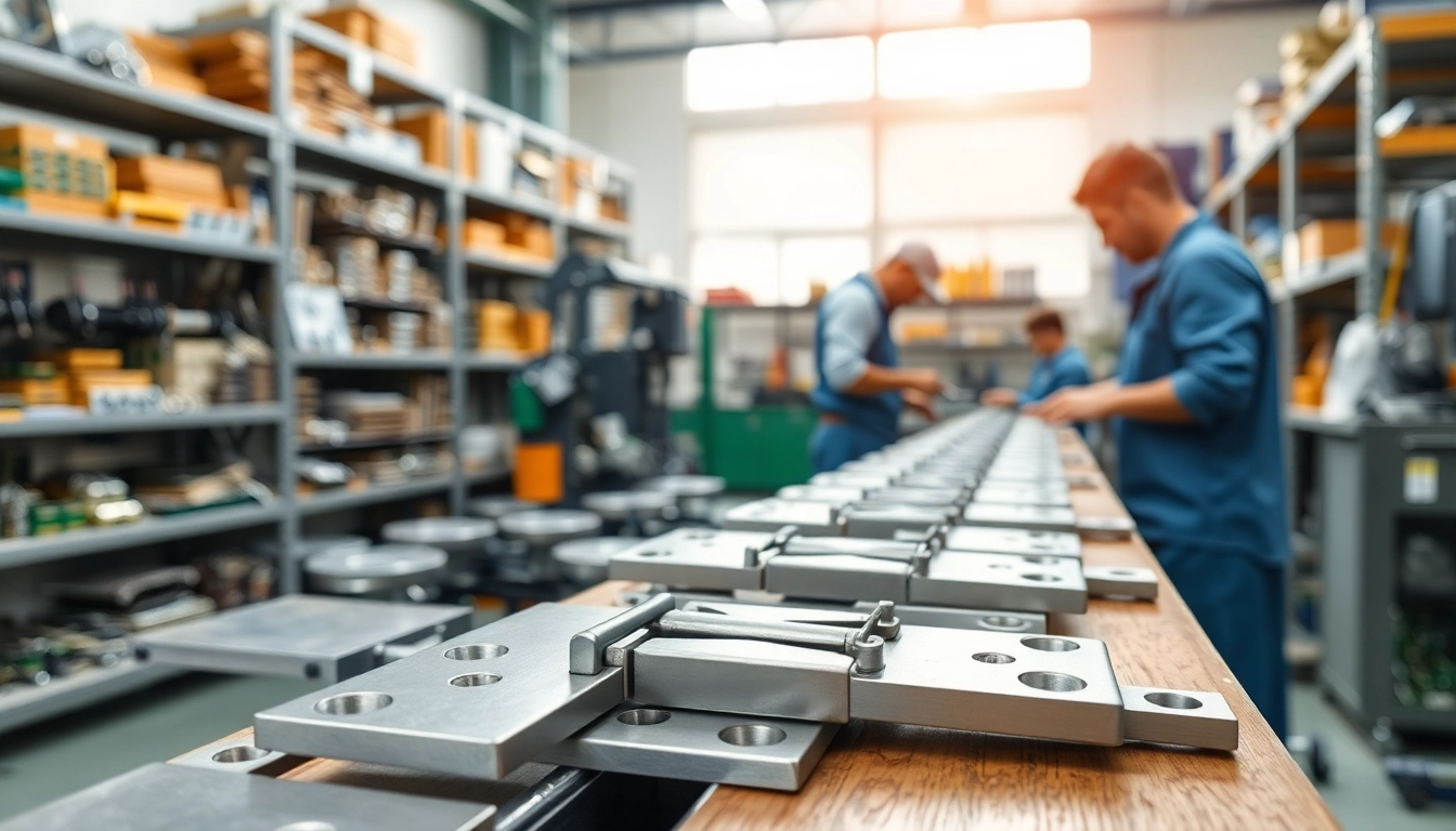 Showcase of Cabinet Hinge Manufacturers with metal hinges being crafted in a modern workshop