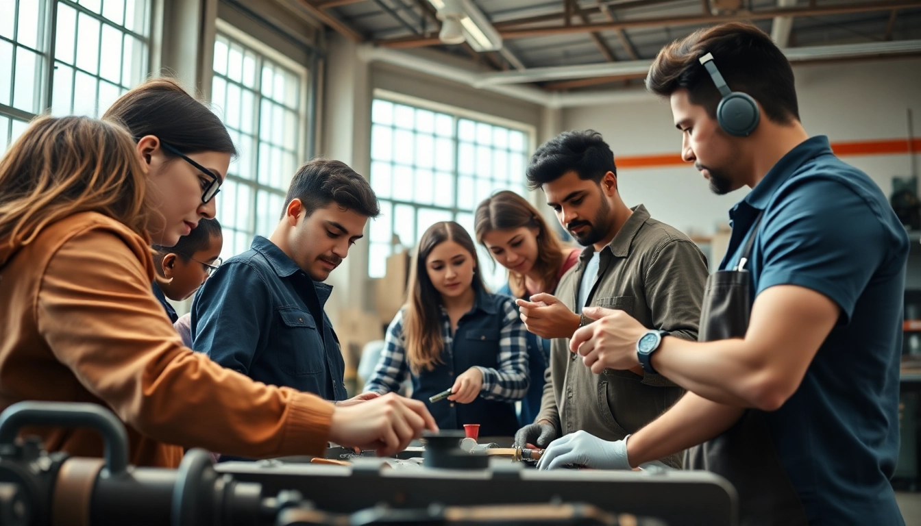Students at a trade school Tennessee actively participate in hands-on training for skills development.