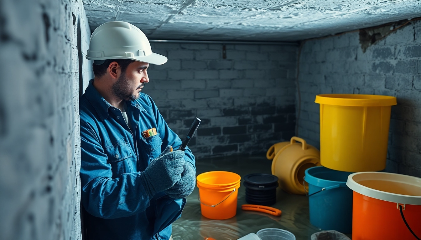 Waterproofing contractors near me geneva assess a flooded basement for effective water damage solutions.