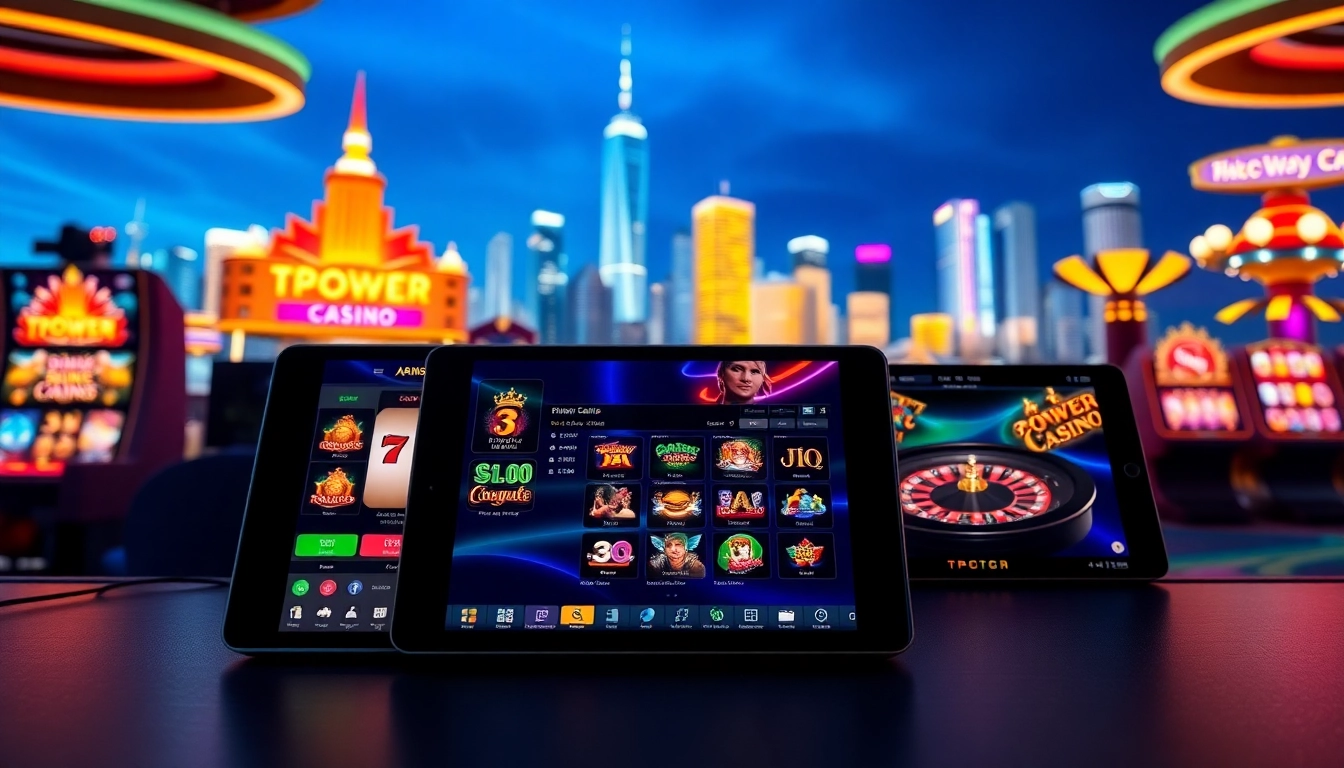 Engaging TPower casino online gaming interface featuring vibrant games, modern design, and luxurious atmosphere.