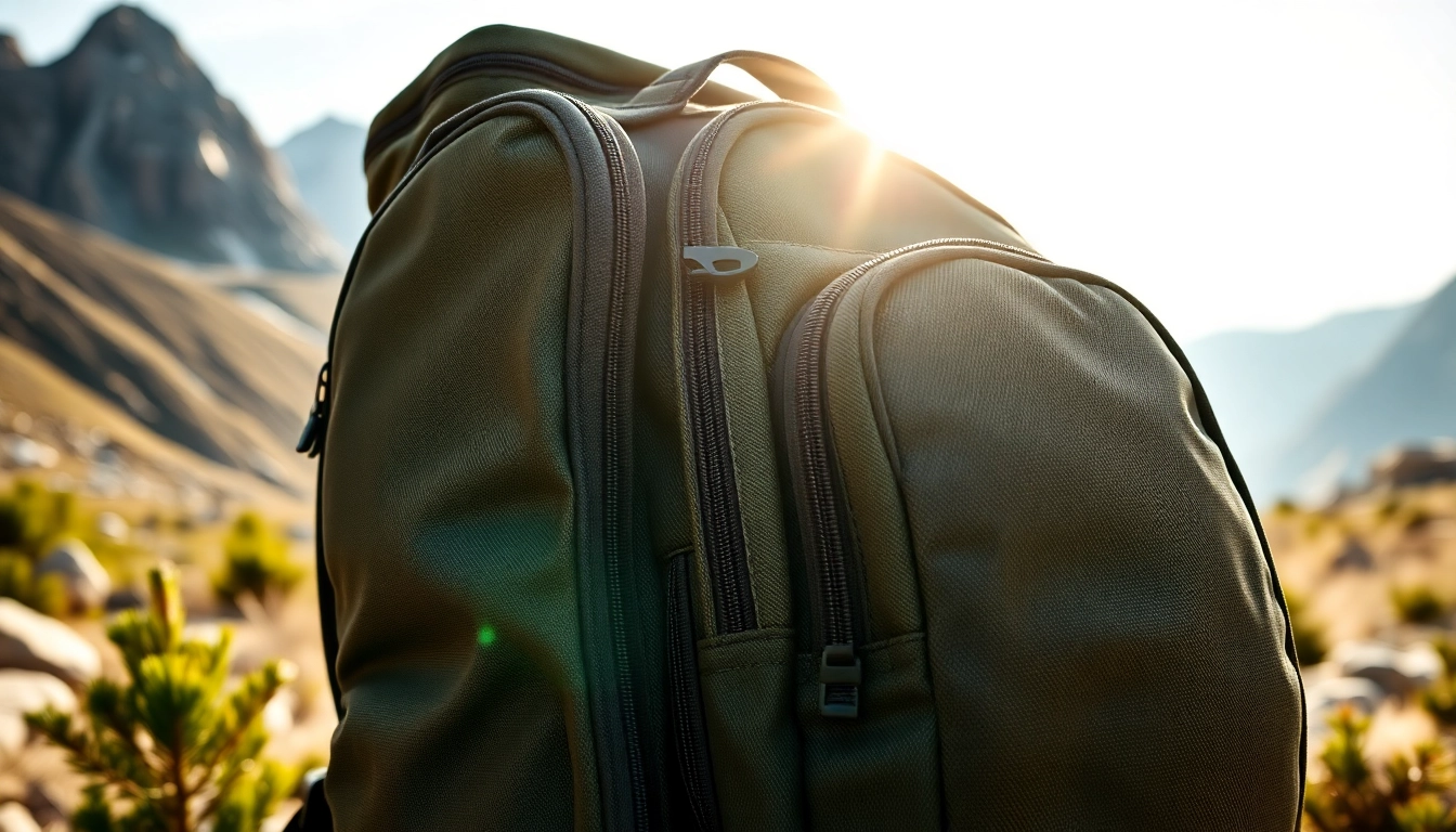 Highlighting a durable hunting backpack manufacturer in a rugged outdoor environment.