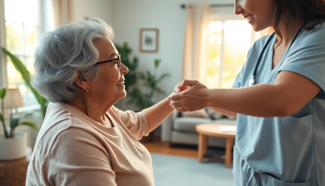 Engaging caregiver helping a senior with in home care austin tx, illustrating compassion and comfort.