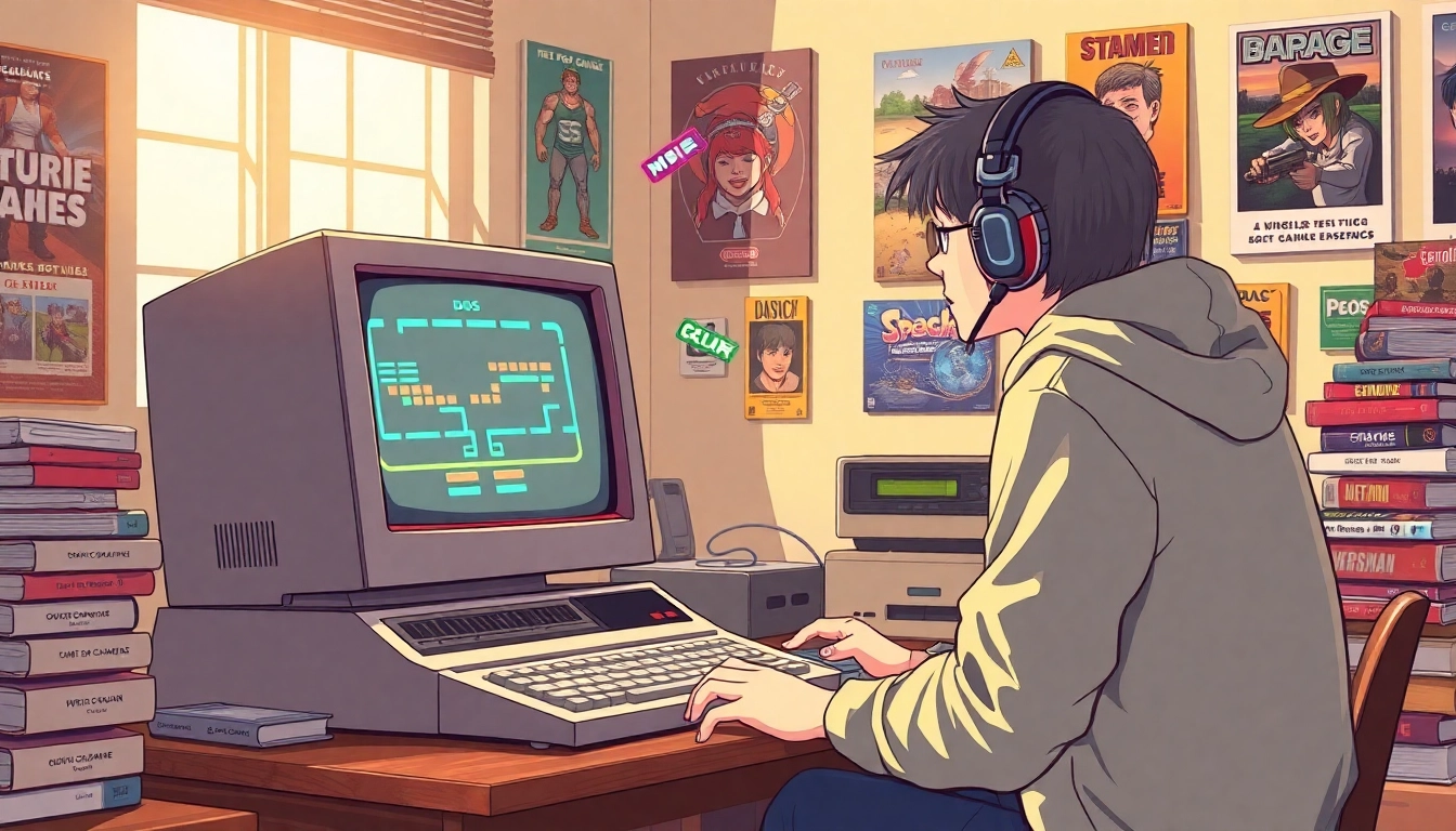 Engage with classic games as you play dos games on a retro computer setup.