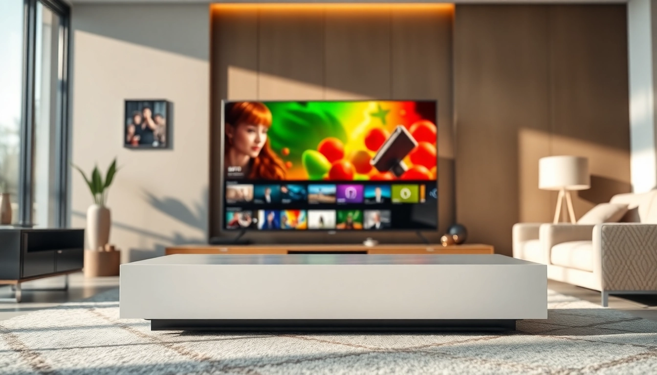 Experience superbox streaming technology in a modern living room setup.