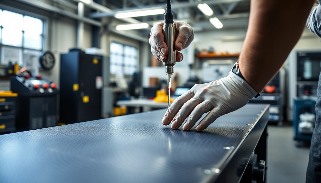 Apply infusion resins on carbon fiber structure in a modern workshop.