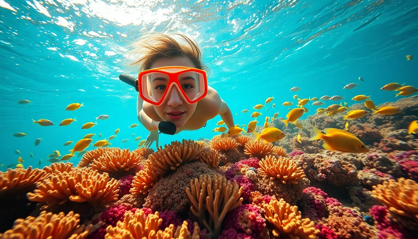 Engaging snorkeler observing vibrant marine life while snorkeling puerto rico's coral reefs.
