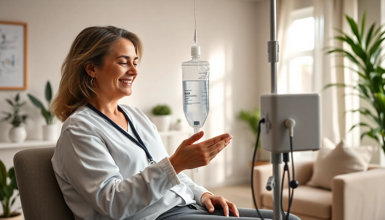 Receive nad iv therapy near me in a serene healthcare environment with a caring nurse.