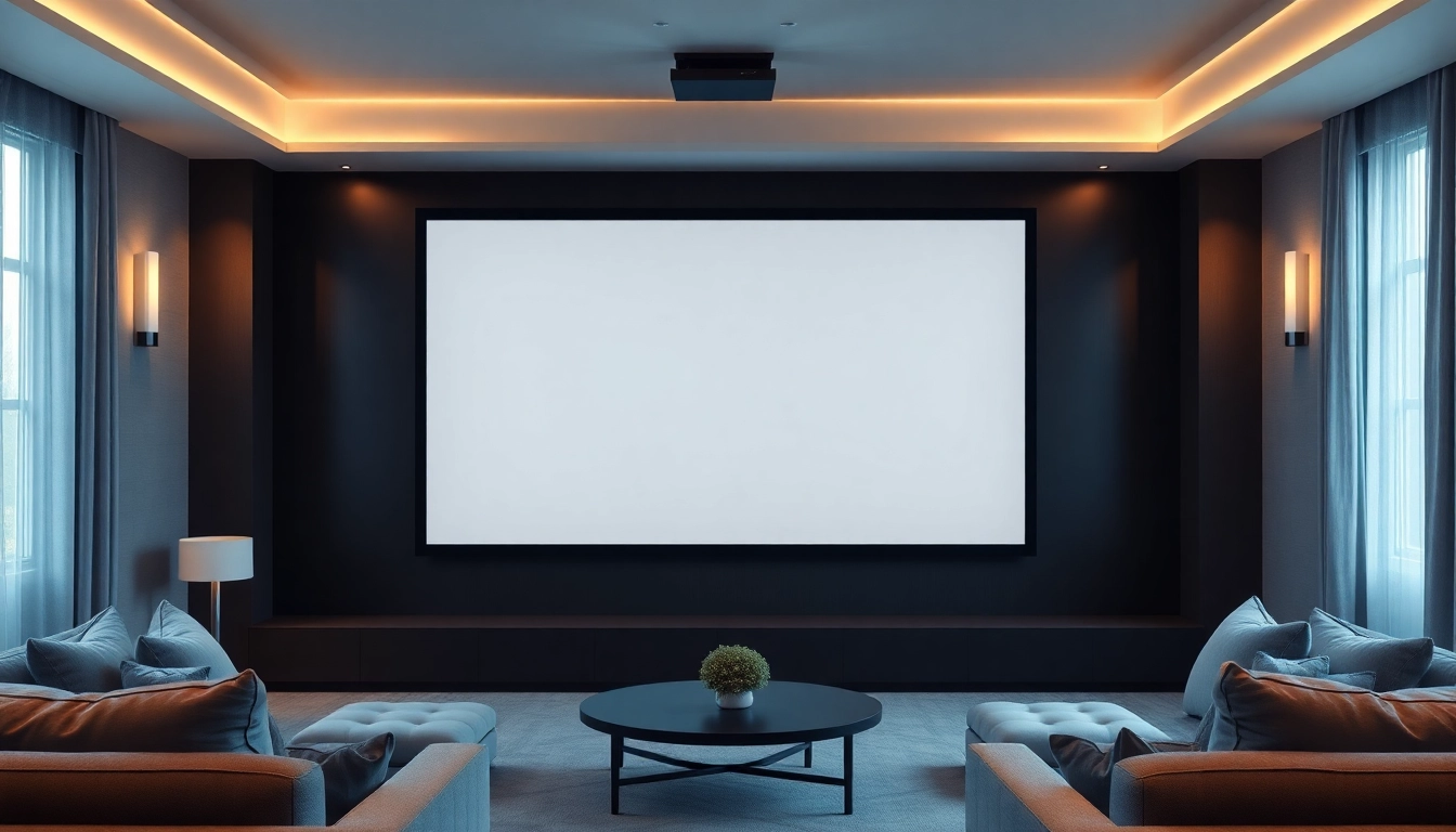 Viewing a Fixed Frame Projection Screen in a sophisticated home theater setting.
