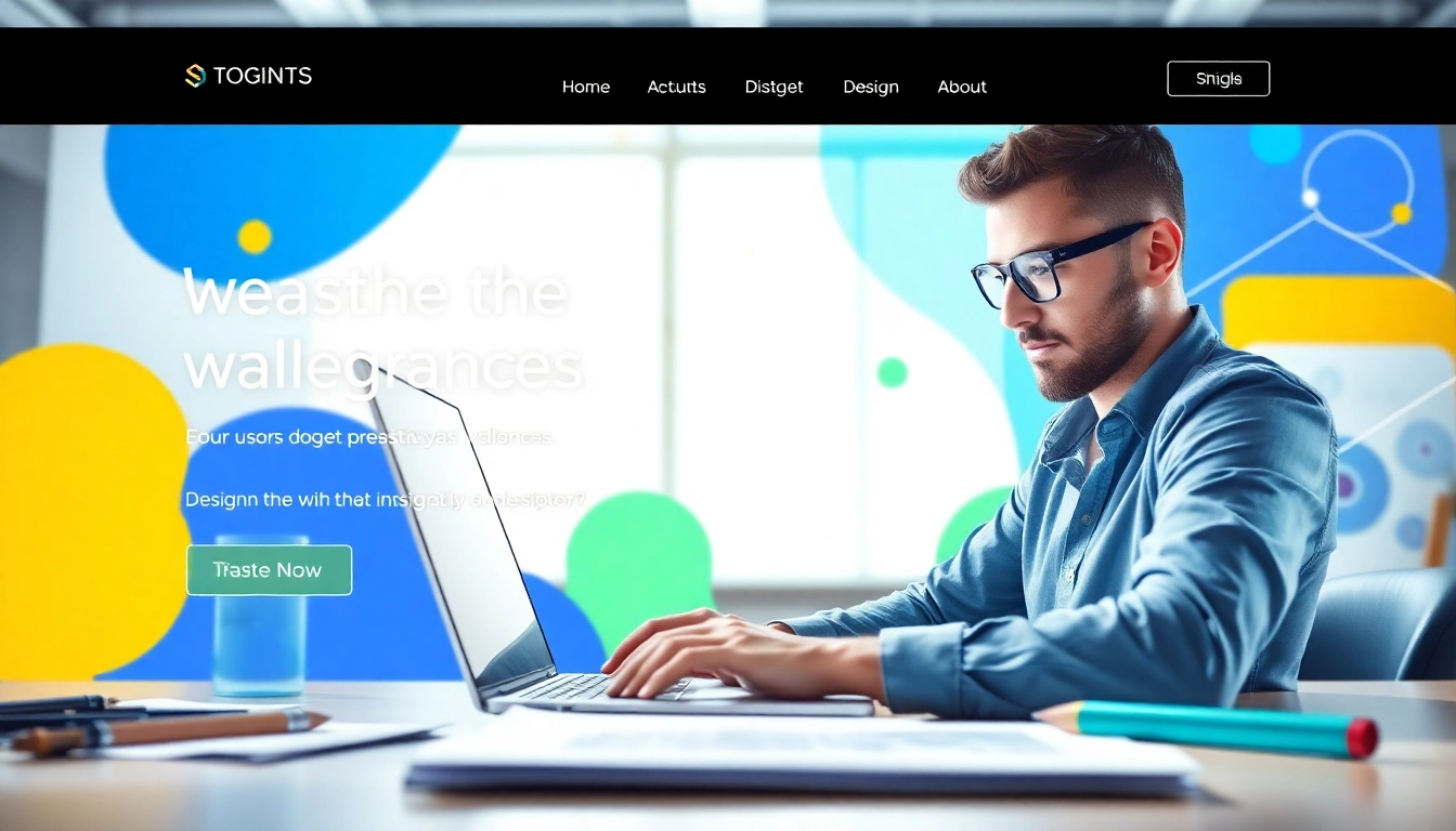 Engage in professional WEBSITE DESIGN with a designer focused on a modern layout in a bright environment.