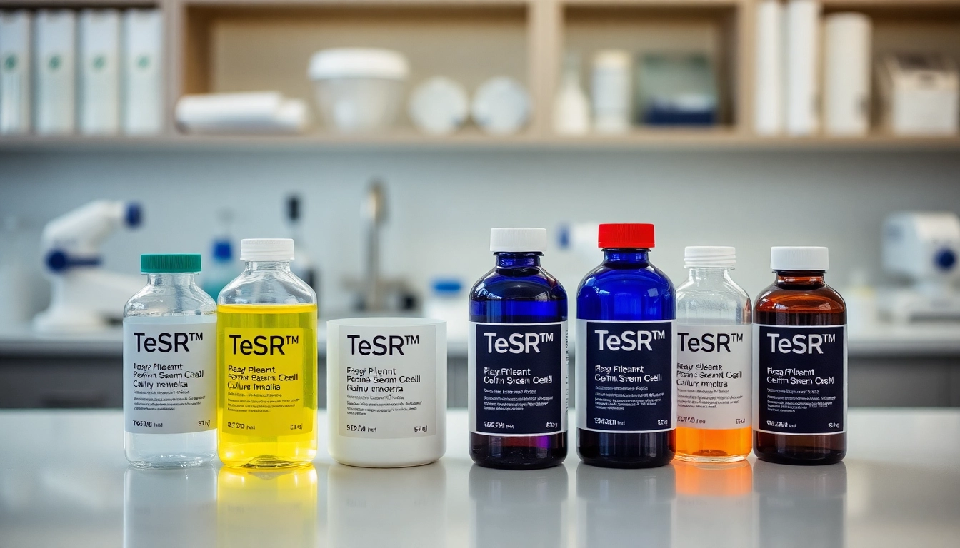 All check: Analyze TeSR™ media bottles in a lab setting to ensure high-quality stem cell cultures.