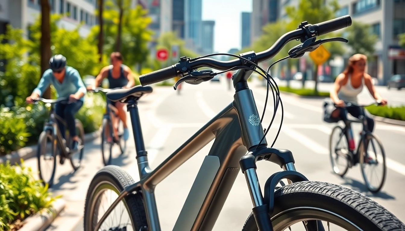 Experience ebike Singapore with a sleek electric bike in an urban environment full of vibrant greenery.