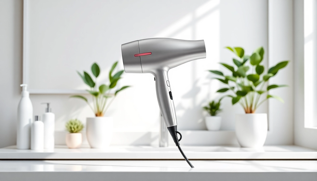 Hair Dryer positioned elegantly on a vanity showcasing its sleek design and modern features.