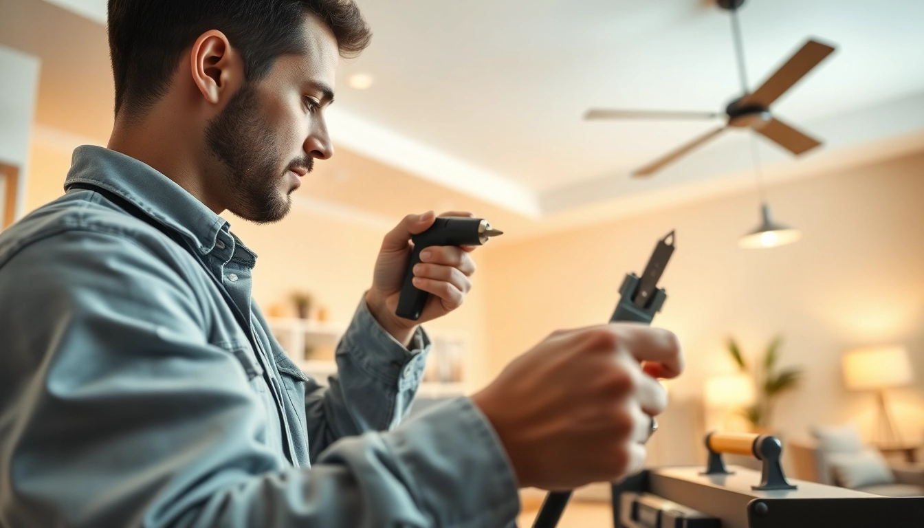 Expert electrician installing lighting fixtures in a residential setting for effective illumination.