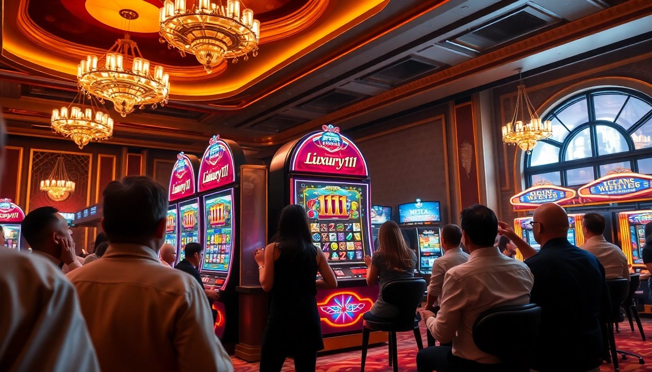 Jelajahi permainan menarik dari luxury111 slot dengan suasana kasino yang mewah dan energik.