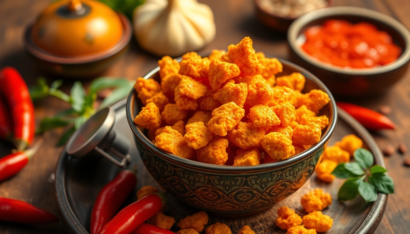 Bhujia served in a decorative bowl, showcasing its crispy texture and spicy flavor.