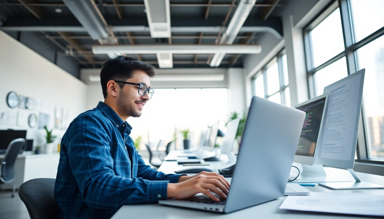Kosten Webseite Schweiz: Professioneller Webdesigner arbeitet an einem Laptop mit Design-Entwürfen.