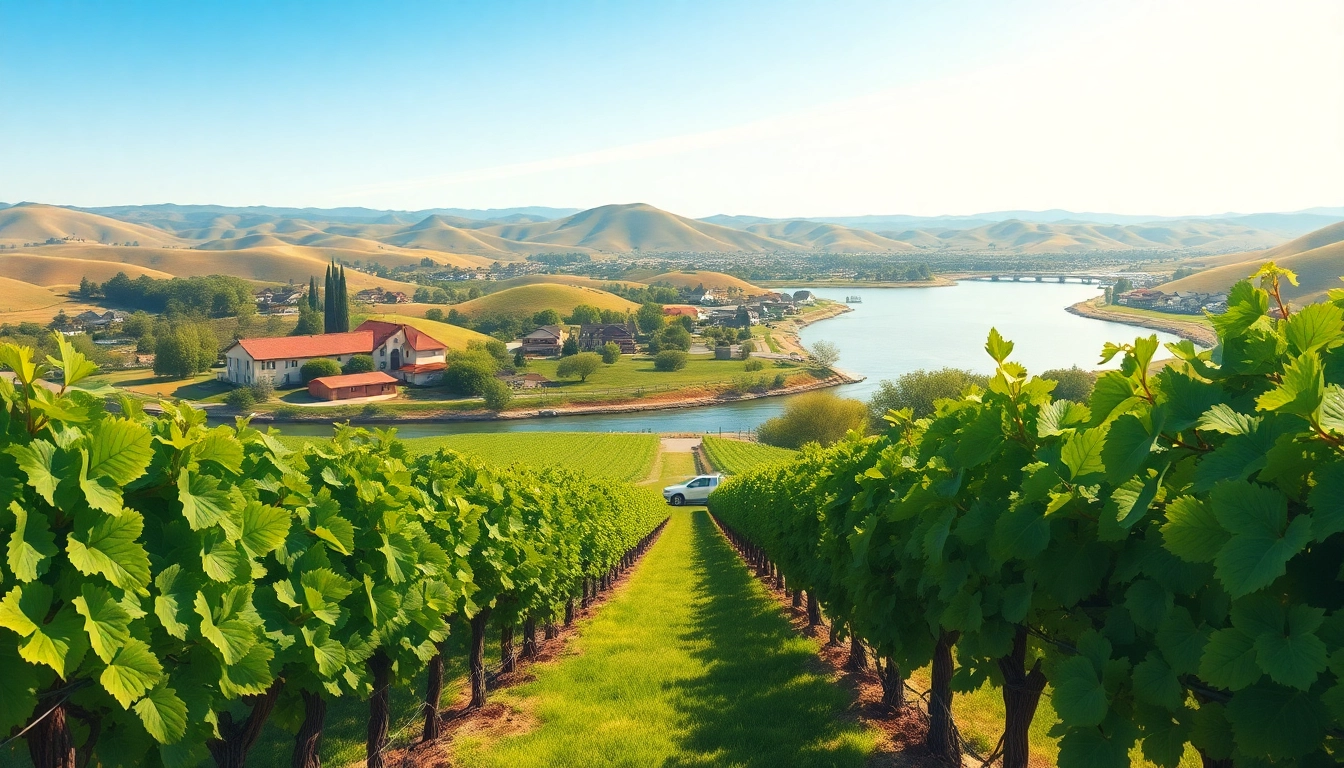 Experience the beauty of Clarksburg, CA with vineyards and the Sacramento River.